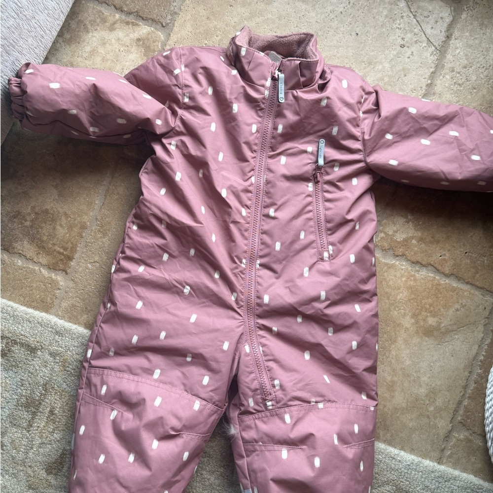 NWOT toddler Pink Snowsuit with White Dots